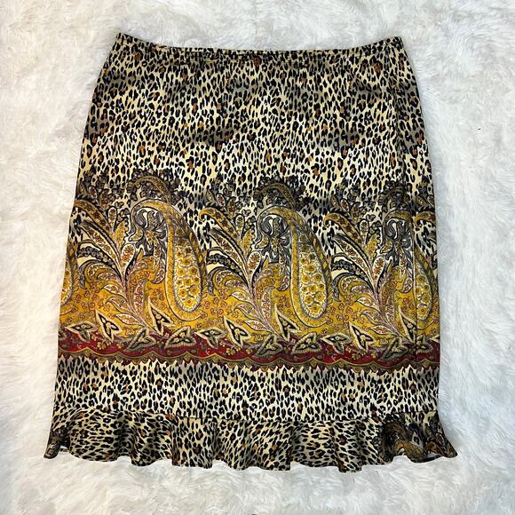 No Boundaries Dresses & Skirts - Vintage Retro Leopard Paisley Animal Print Ruffle Skirt Size Medium
